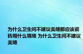 为什么卫生间不建议美缝那应该瓷砖用什么填缝 为什么卫生间不建议美缝