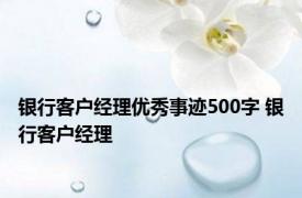 银行客户经理优秀事迹500字 银行客户经理 