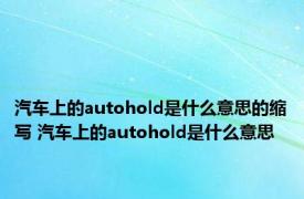 汽车上的autohold是什么意思的缩写 汽车上的autohold是什么意思