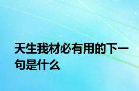 天生我材必有用的下一句是什么