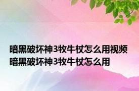 暗黑破坏神3牧牛杖怎么用视频 暗黑破坏神3牧牛杖怎么用