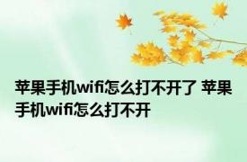 苹果手机wifi怎么打不开了 苹果手机wifi怎么打不开