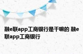 融e联app工商银行是干嘛的 融e联app工商银行 