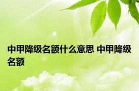 中甲降级名额什么意思 中甲降级名额 