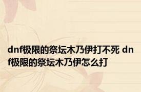 dnf极限的祭坛木乃伊打不死 dnf极限的祭坛木乃伊怎么打