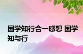 国学知行合一感想 国学知与行 