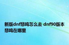 新版dnf悲鸣怎么去 dnf90版本悲鸣在哪里