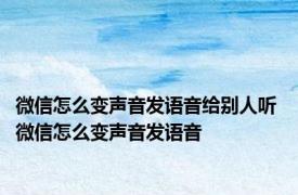 微信怎么变声音发语音给别人听 微信怎么变声音发语音