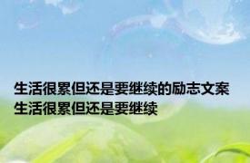 生活很累但还是要继续的励志文案 生活很累但还是要继续 