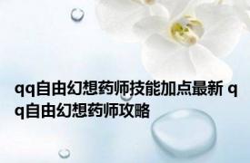 qq自由幻想药师技能加点最新 qq自由幻想药师攻略 