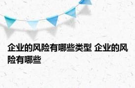 企业的风险有哪些类型 企业的风险有哪些