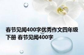 春节见闻400字优秀作文四年级下册 春节见闻400字 