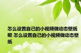 怎么设置自己的小视频做动态壁纸呢 怎么设置自己的小视频做动态壁纸