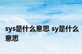 sys是什么意思 sy是什么意思