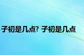 子初是几点? 子初是几点