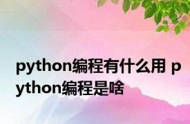 python编程有什么用 python编程是啥 