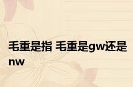 毛重是指 毛重是gw还是nw