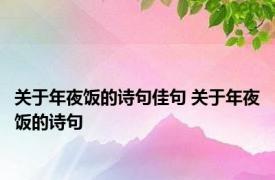 关于年夜饭的诗句佳句 关于年夜饭的诗句 