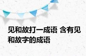 见和故打一成语 含有见和故字的成语