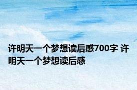 许明天一个梦想读后感700字 许明天一个梦想读后感 