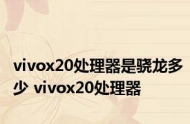 vivox20处理器是骁龙多少 vivox20处理器 