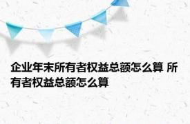 企业年末所有者权益总额怎么算 所有者权益总额怎么算 