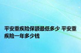 平安重疾险保额最低多少 平安重疾险一年多少钱 