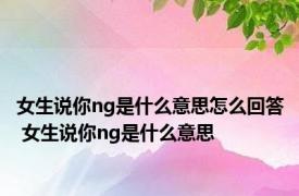 女生说你ng是什么意思怎么回答 女生说你ng是什么意思 