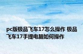 pc版极品飞车17怎么操作 极品飞车17手提电脑如何操作