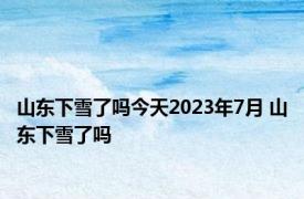 山东下雪了吗今天2023年7月 山东下雪了吗 