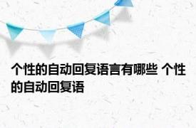 个性的自动回复语言有哪些 个性的自动回复语