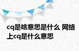 cq是啥意思是什么 网络上cq是什么意思