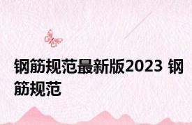 钢筋规范最新版2023 钢筋规范 