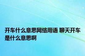 开车什么意思网络用语 聊天开车是什么意思啊