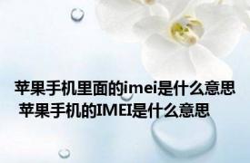 苹果手机里面的imei是什么意思 苹果手机的IMEI是什么意思