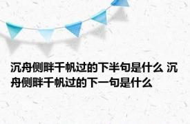 沉舟侧畔千帆过的下半句是什么 沉舟侧畔千帆过的下一句是什么