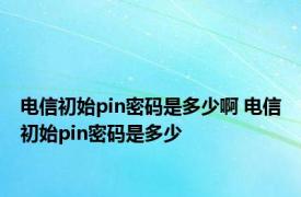 电信初始pin密码是多少啊 电信初始pin密码是多少