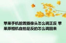 苹果手机前置摄像头怎么调正反 苹果原相机自拍是反的怎么调回来