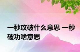 一秒攻破什么意思 一秒破功啥意思