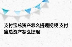 支付宝总资产怎么提现视频 支付宝总资产怎么提现 