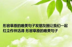 形容草原的唯美句子发朋友圈让我们一起红尘作伴活得 形容草原的唯美句子