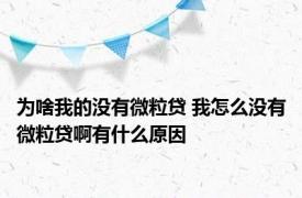 为啥我的没有微粒贷 我怎么没有微粒贷啊有什么原因