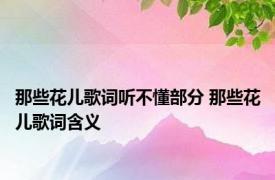 那些花儿歌词听不懂部分 那些花儿歌词含义 