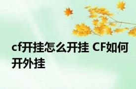 cf开挂怎么开挂 CF如何开外挂