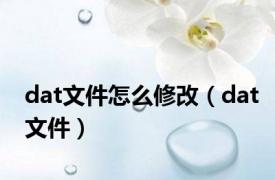 dat文件怎么修改（dat文件）