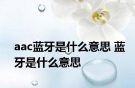 aac蓝牙是什么意思 蓝牙是什么意思 