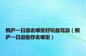 桐庐一日游去哪里好玩自驾游（桐庐一日游推荐去哪里）