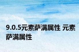 9.0.5元素萨满属性 元素萨满属性 