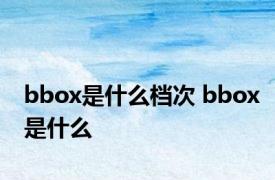 bbox是什么档次 bbox是什么