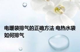 电暖袋排气的正确方法 电热水袋如何排气